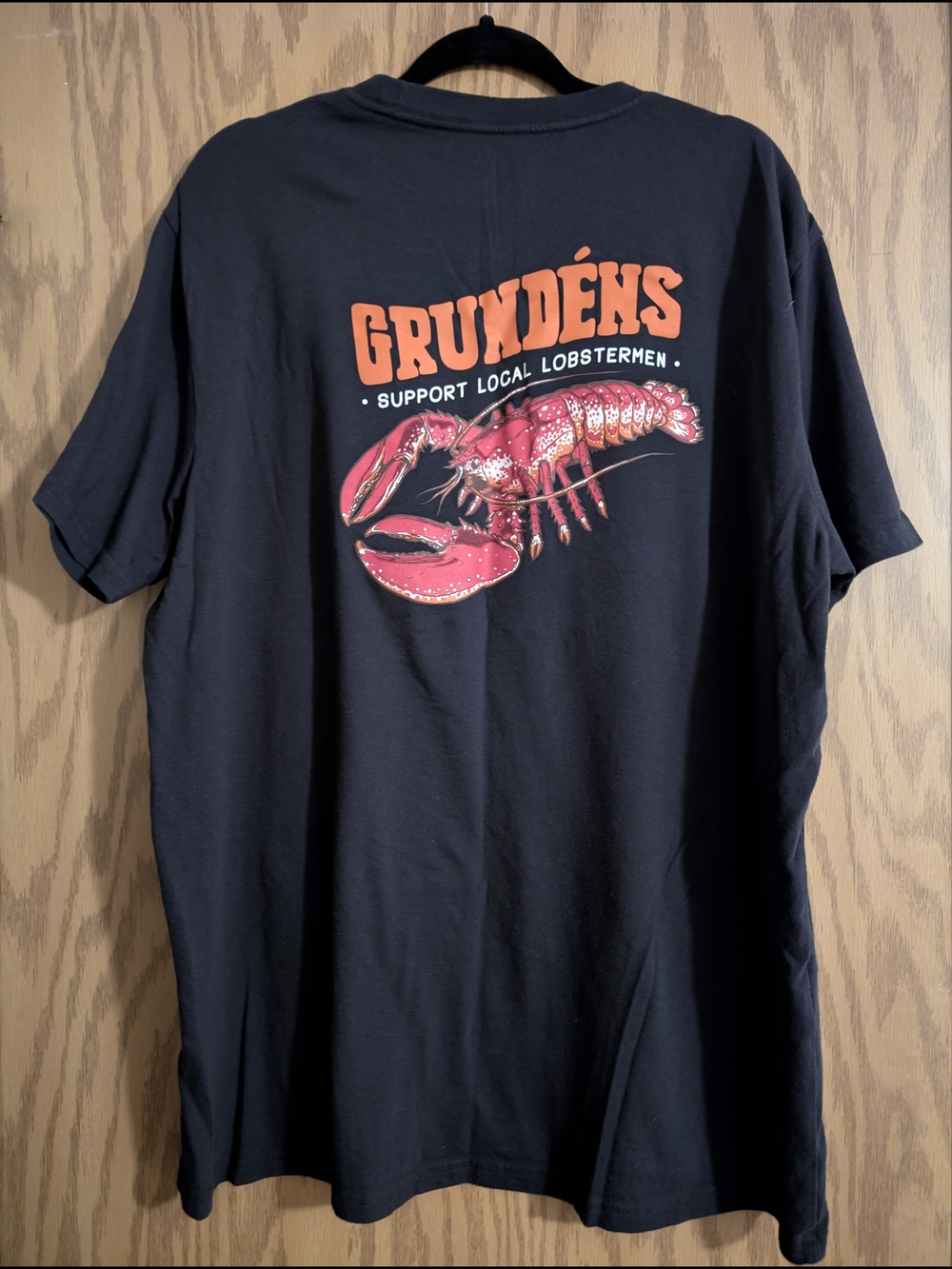 Grundéns Black Tee with Support Your Local Lobstermen Graphic